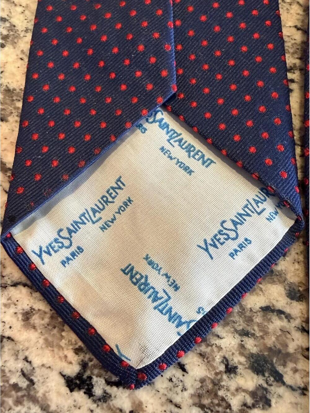 YVES SAINT LAURENT YSL EMBROIDERED LOGO NECK TIE - Picture 5 of 5